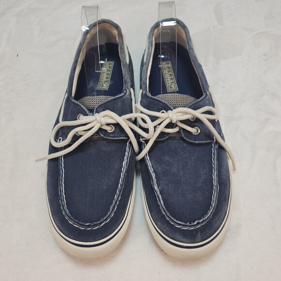 Sperry Top Sider Mens 12 Blue Canvas Boat Shoes Faded Low Tops Fabric Preppy - Picture 4 of 15